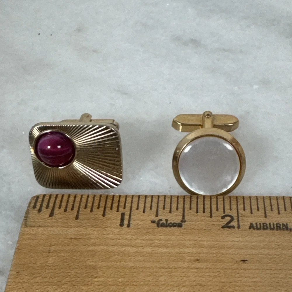 Vintage Lot of 2 Pairs Gold Tone Cuff Links Cufflinks